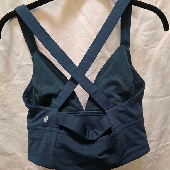Lululemon Sweat Your Heart Out Bra In Submarine 10 Strappy Criss Cross Back - Picture 3 of 8